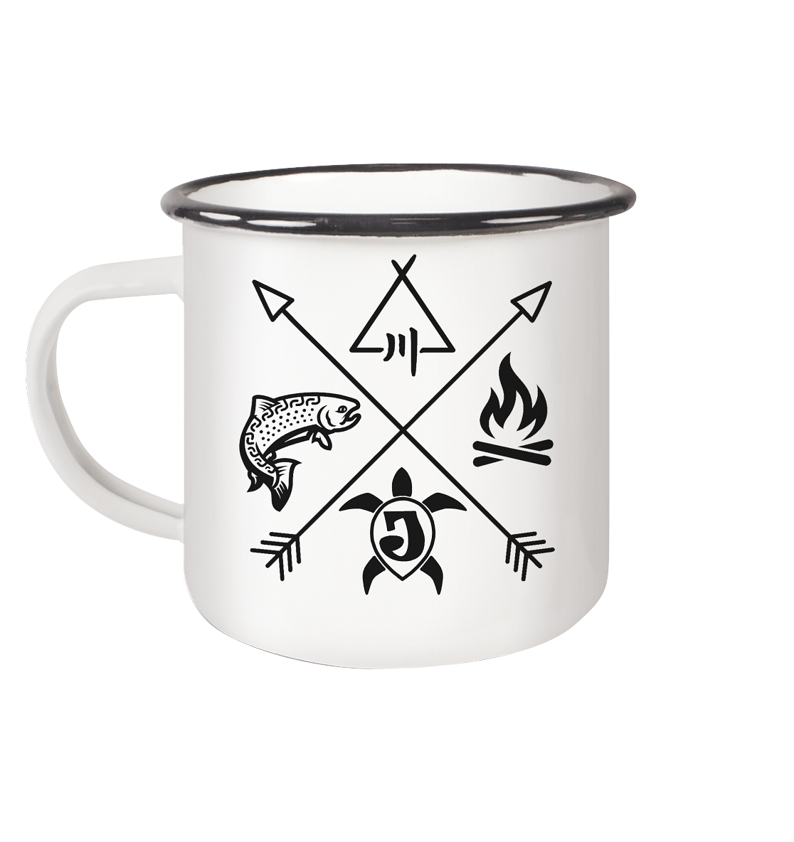 Gedruckte Bayerwald Kollektiv – Handwerk & Natur - Emaille Tasse (Black)