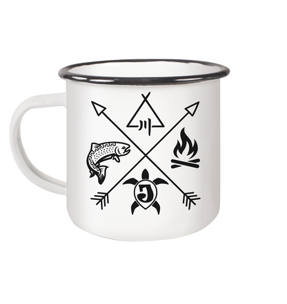 Gedruckte Bayerwald Kollektiv – Handwerk & Natur  - Emaille Tasse (Black)