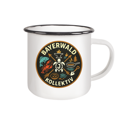 Gedruckte Bayerwald Kollektiv – Handwerk & Natur  - Emaille Tasse (Black)