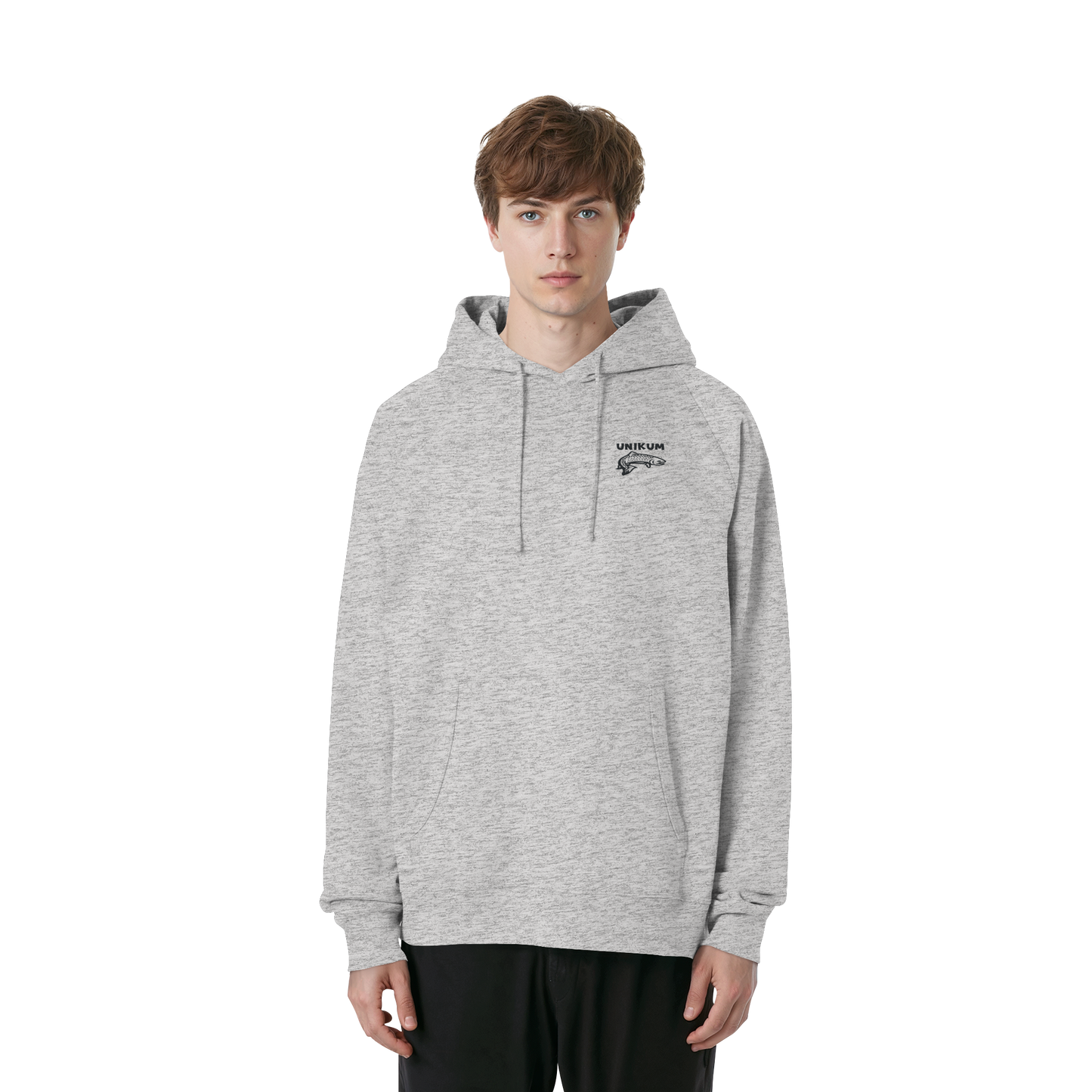Unikum Trout – Gestickte Forelle - Organic Raglan Hoodie
