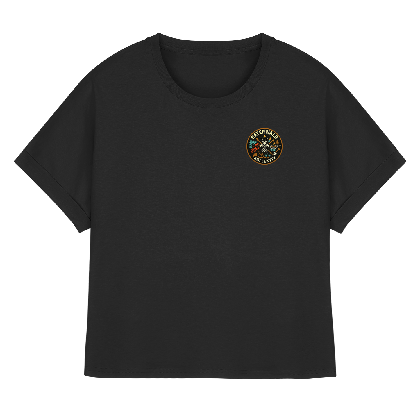 Gedruckte Bayerwald Kollektiv – Handwerk & Natur  - Womens Organic Rolled Sleeves T-Shirt