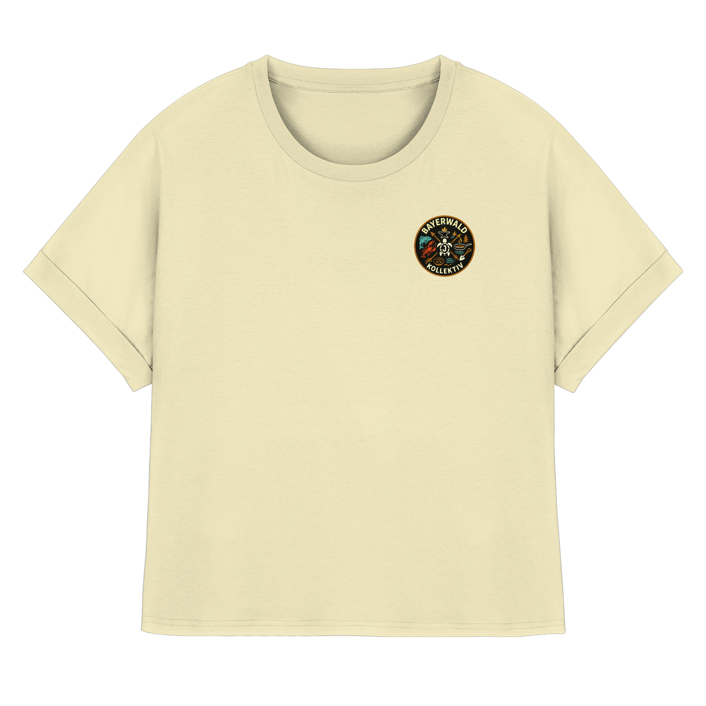 Gedruckte Bayerwald Kollektiv – Handwerk & Natur  - Womens Organic Rolled Sleeves T-Shirt