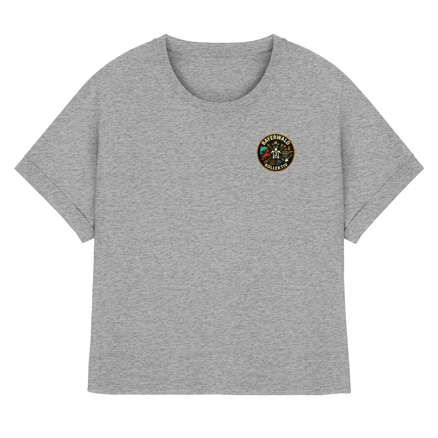 Gedruckte Bayerwald Kollektiv – Handwerk & Natur  - Womens Organic Rolled Sleeves T-Shirt