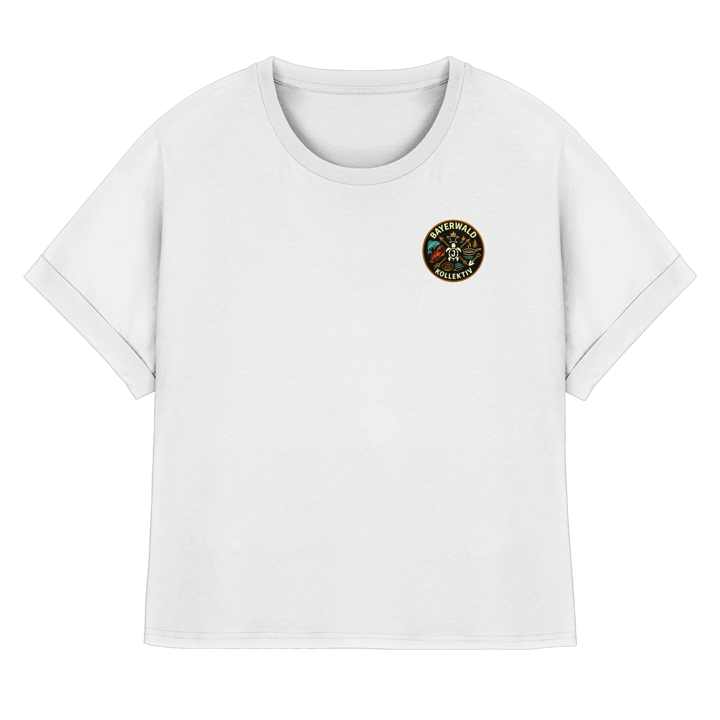 Gedruckte Bayerwald Kollektiv – Handwerk & Natur  - Womens Organic Rolled Sleeves T-Shirt